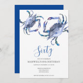 Blue Crab Boil 60e verjaardag uitnodiging | QR-cod (Voorkant / Achterkant)