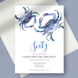 Blue Crab Boil 60th Birthday Invitation Kaart<br><div class="desc">Vertel het de krabboil van een Belle 60th Birthday lijst je evenementendetails met een bovenrand van blauwe krabben van de waterverf. Een passend blauw kleurt de rug van uw uitnodiging. Een smakelijke maar moderne keuze voor je feest- of strandfeest. Woorden kunnen worden gewijzigd in 50th, 70th, 80th, Cheers tot 60...</div>