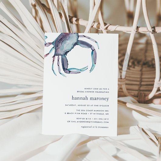Blue Crab Bridal Shower-uitnodiging Kaart