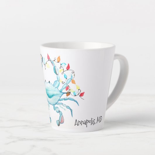 Blue Crab Christmas Mug Latte Mok (Rechterhoek)