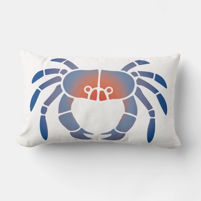 Blue Crab Coastal Living Lumbar Pillow Kussen (Voorkant)
