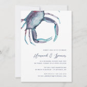 Blue Crab Coastal Waterverf Rehearsal Dinner Kaart (Voorkant)
