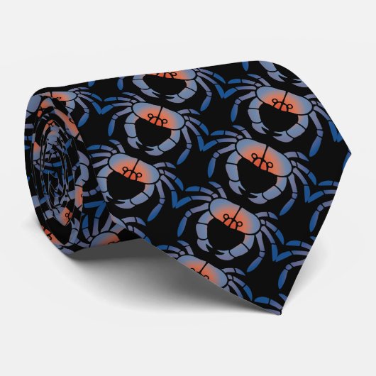 Blue Crab Design Mannen Stropdas (Opgerold)