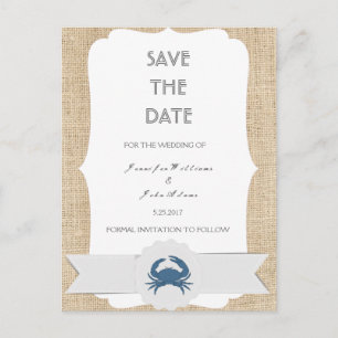Blue Crab Destination Wedding Sla de datumkaarten  Aankondigingskaart