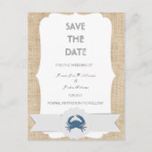 Blue Crab Destination Wedding Sla de datumkaarten  Aankondigingskaart (Voorkant)