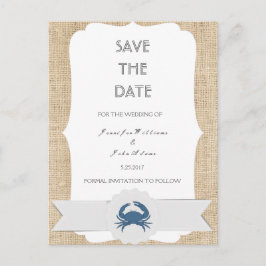 Blue Crab Destination Wedding Sla de datumkaarten Aankondigingskaart