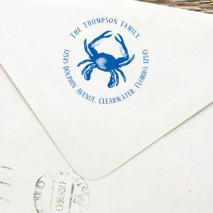 Blue Crab Family Retour Adres Aangepast Zelfinktende Stempel