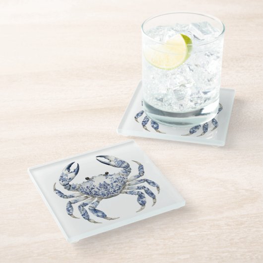 Blue Crab Glass Onderzetter (Schuin)