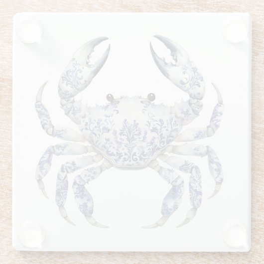 Blue Crab Glass Onderzetter Glazen Onderzetter (Achterkant)
