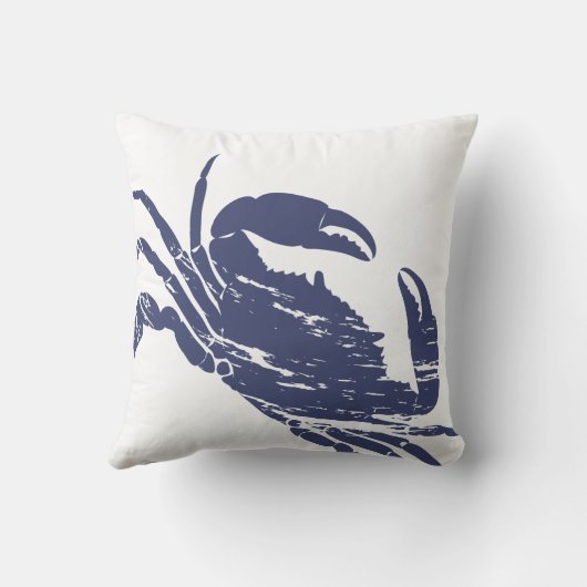 Blue Crab Grunge Effect Kustthema Kussen (Achterkant)