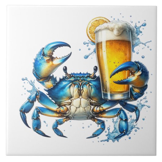Blue Crab keramische Tegel Tegeltje (Voorkant)