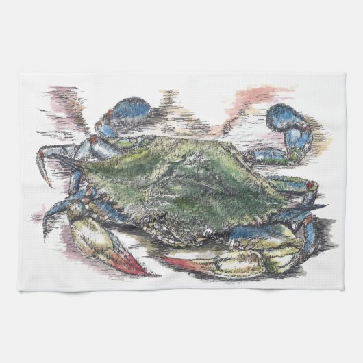Blue Crab Kitchen Towel Theedoek (Horizontaal)