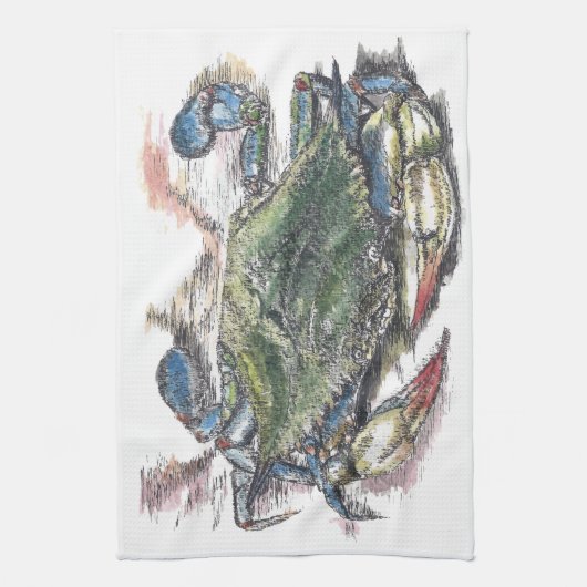 Blue Crab Kitchen Towel Theedoek (Verticaal)