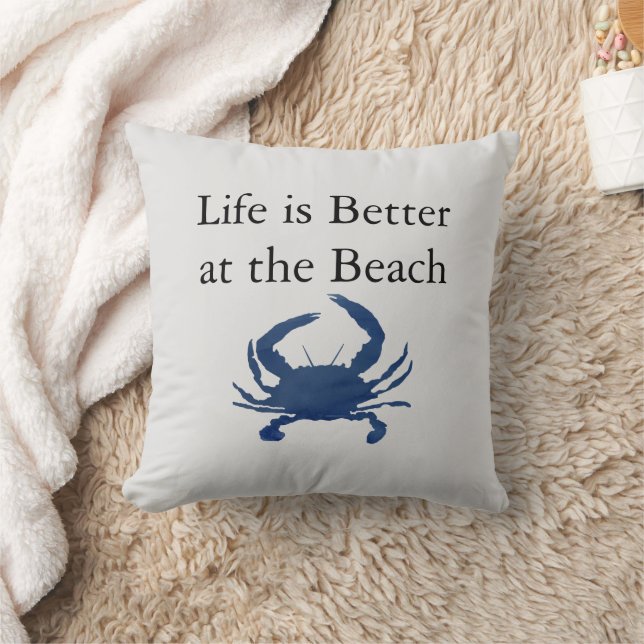 Blue Crab Life is Beter bij de strandkust Kussen (Deken)