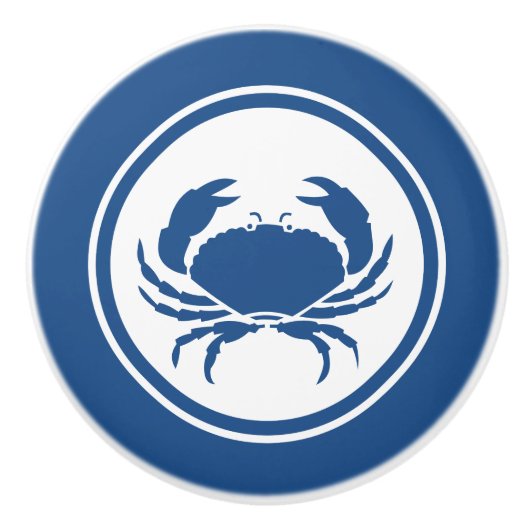 Blue Crab Marine Creatkeramische knop (Voorkant)