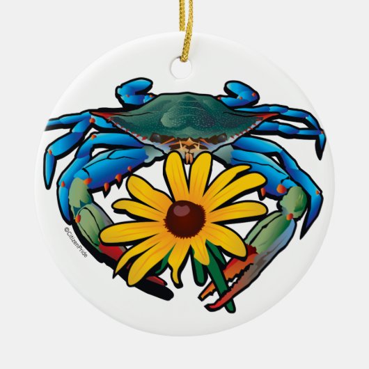 Blue Crab Maryland Black-Eyed Susan Keramisch Ornament (Voorkant)
