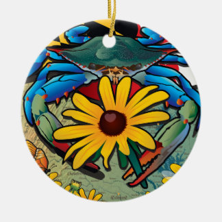 Blue Crab Maryland Black-eyed Susan Keramisch Ornament