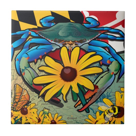 Blue Crab Maryland Black-eyed Susan Tegeltje (Voorkant)