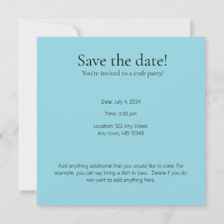 Blue Crab met hamer op gingham tafelkleed Eat Me Save The Date