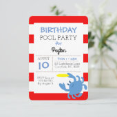Blue Crab Nautical Summer Party Uitnodiging (Staand voorkant)
