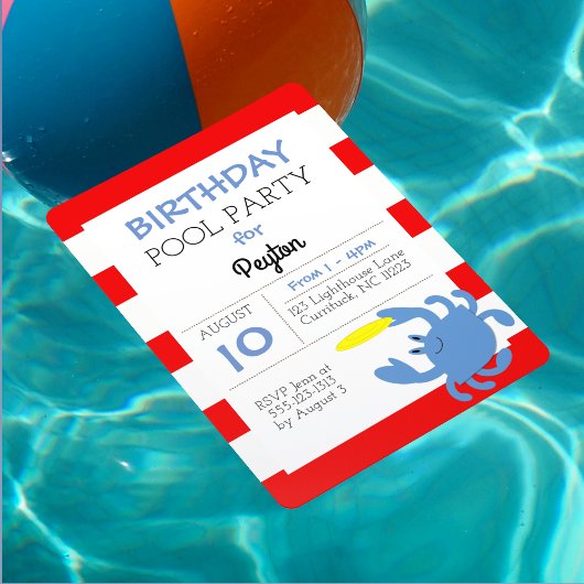 Blue Crab Nautical Summer Party Uitnodiging