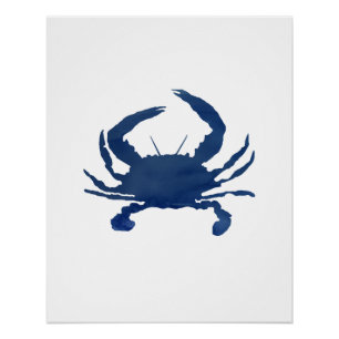 Blue Crab Nautische Waterverf Art Perfect Poster