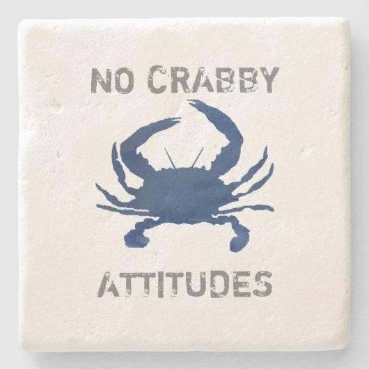 Blue Crab No Crabby Attitudes Marble Stone Onderze Stenen Onderzetter (Voorkant)