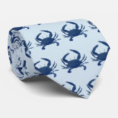Blue Crab Painting Coastal Beach Pattern Stropdas (Opgerold)