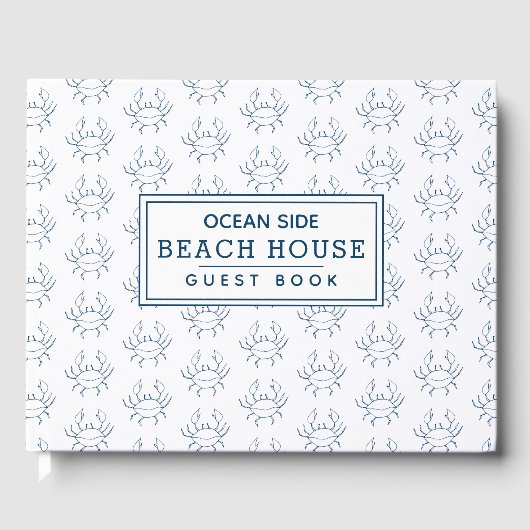 Blue Crab Pattern - Beach House Vacation Rental Gastenboek (Voorkant)