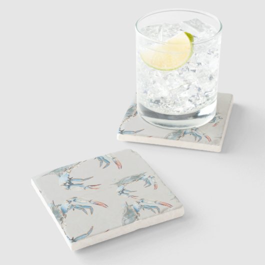 Blue Crab Pattern Beverage Stone Onderzetter (Zijkant)