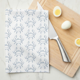 Blue Crab Pattern - Coastal Theedoek