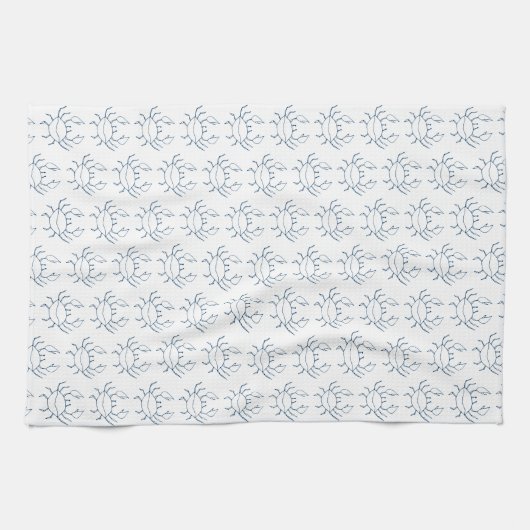 Blue Crab Pattern - Coastal Theedoek (Horizontaal)