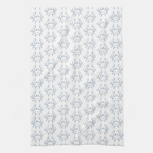 Blue Crab Pattern - Coastal Theedoek (Verticaal)