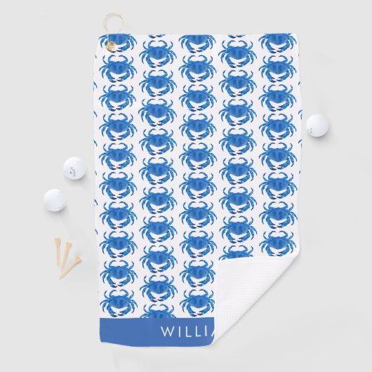 Blue Crab Pattern Golfhanddoek (Insitu)