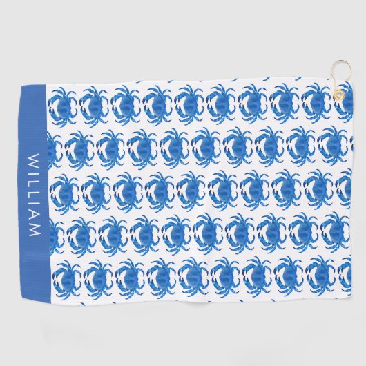 Blue Crab Pattern Golfhanddoek (Horizontaal)