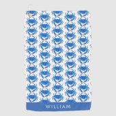 Blue Crab Pattern Golfhanddoek (Voorkant)