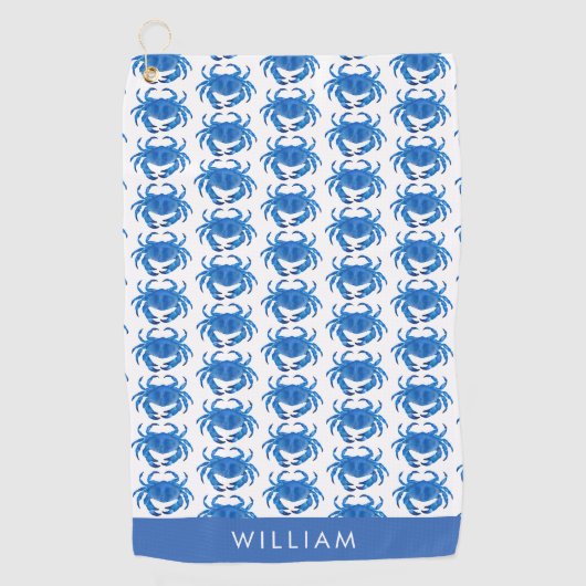 Blue Crab Pattern Golfhanddoek (Voorkant)
