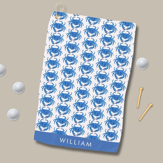 Blue Crab Pattern Golfhanddoek