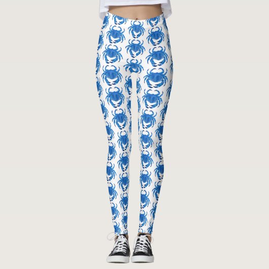 Blue Crab Pattern Leggings (Voorkant)