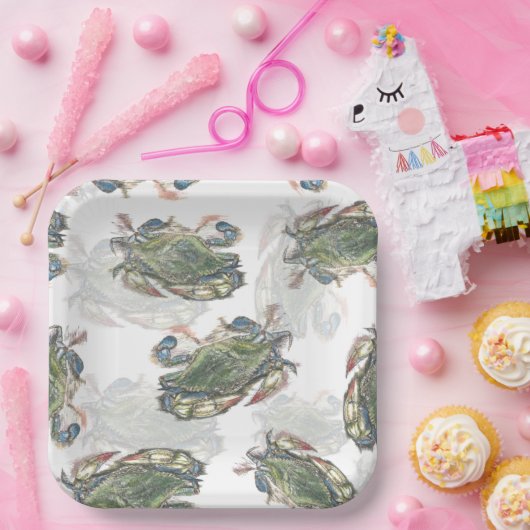 Blue Crab Pattern Papieren Bordje (Feest)