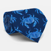 Blue Crab Pattern Stropdas (Opgerold)