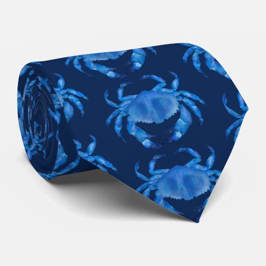 Blue Crab Pattern Stropdas (Opgerold)