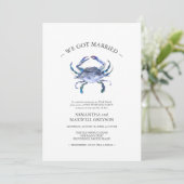 Blue Crab Post Beach Wedding Party Kaart (Staand voorkant)