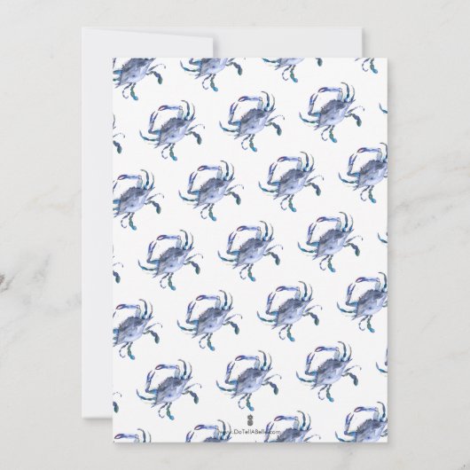 Blue Crab Post Beach Wedding Party Kaart (Achterkant)