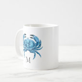 Blue Crab Seaside Monogram Koffiemok (Voorkant links)
