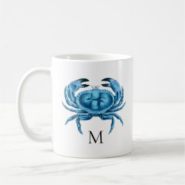 Blue Crab Seaside Monogram Koffiemok