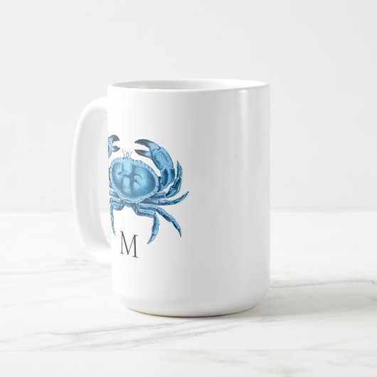 Blue Crab Seaside Monogram Koffiemok (Voorkant links)