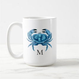 Blue Crab Seaside Monogram Koffiemok