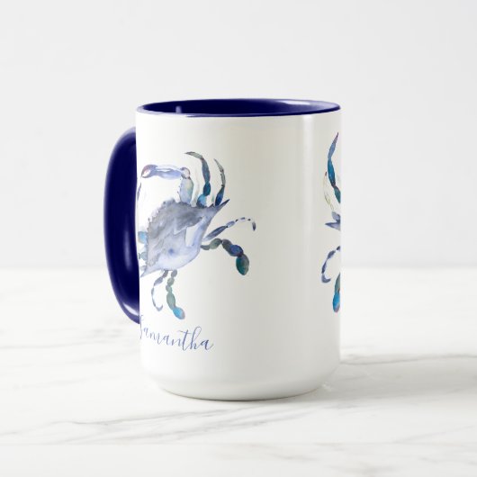 Blue Crab Specialized Beach Theme Coffee Mok (Voorkant links)