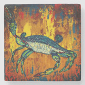 Blue Crab Stone Coaster Stenen Onderzetter (Voorkant)